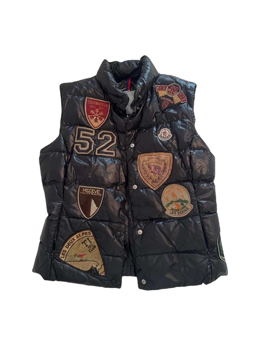 Moncler women’s Black Puffer Vest with Patch work Details